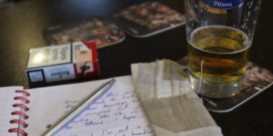 Writing my journal in a bar in Samsun, Turkey